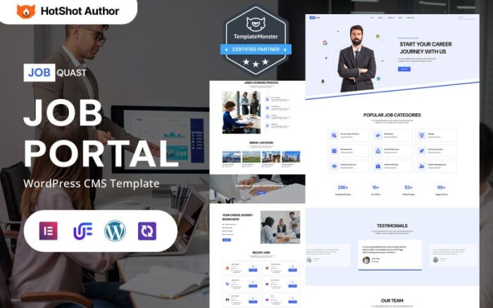 Job Quast - Portal Pekerjaan Profesional dan Perekrutan Tema WordPress Elementor