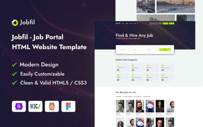 Jobfil - Template Situs Web HTML Portal Pekerjaan