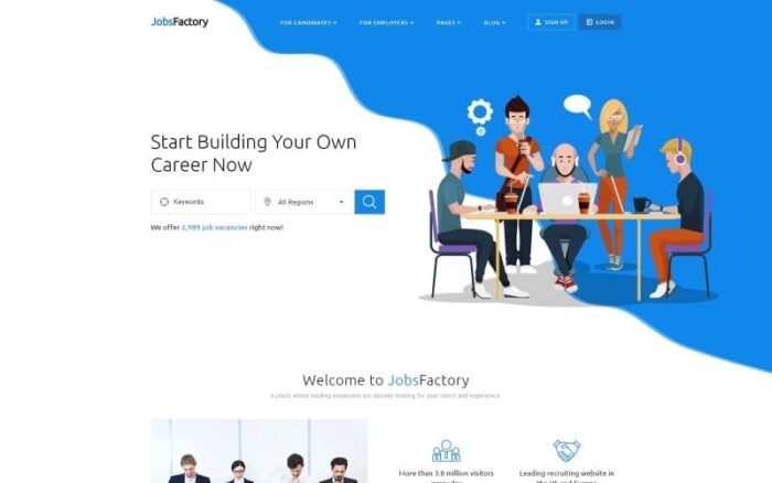 JobsFactory - Template Situs Web HTML5 Multihalaman Portal Pekerjaan