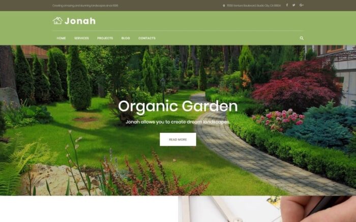 Jonah - Tema WordPress Desain Lanskap dan Pemotongan Rumput