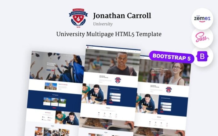 Jonathan Carroll - Template Situs Web HTML5 Responsif Universitas