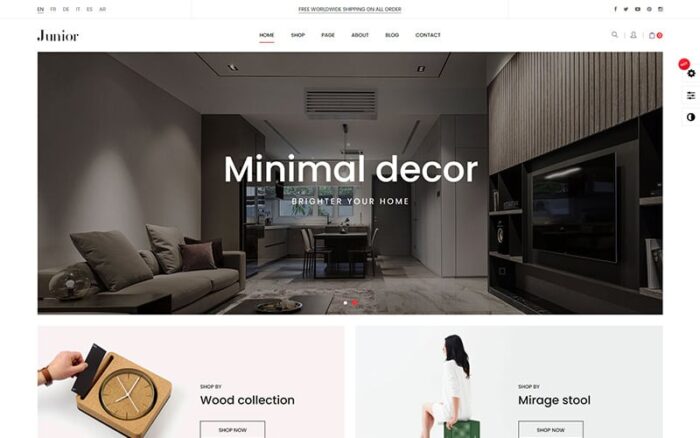 Junior - Furniture Home Decor Prestashop 1.7.8.x Theme