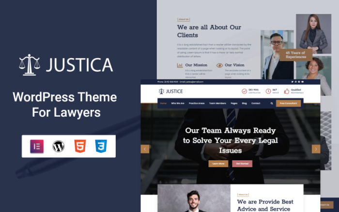 Justica - Tema WordPress Firma Hukum Responsif