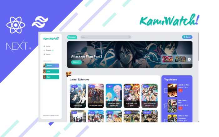 KamiWatch - Template Streaming Anime React + NextJS + TailwindCSS