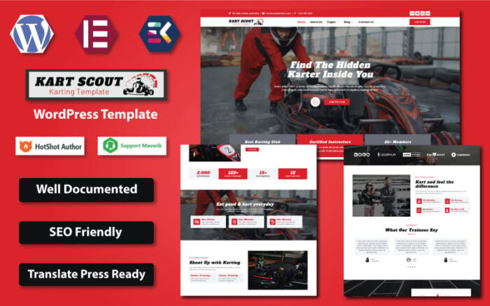 Kart Scout - Karting Club WordPress Elementor Template