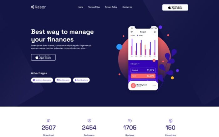 Kasor - Templat Situs Web Aplikasi Keuangan