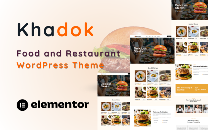 Khadok - Tema WordPress Satu Halaman Makanan dan Restoran