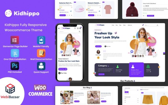 Kidhippo - Tema Woocommerce Serbaguna untuk Mainan & Pakaian Anak