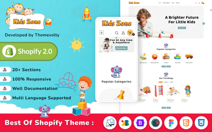 Kids Zone - Mega Mainan dan Mode Shopify 2.0 Tema Responsif Premium