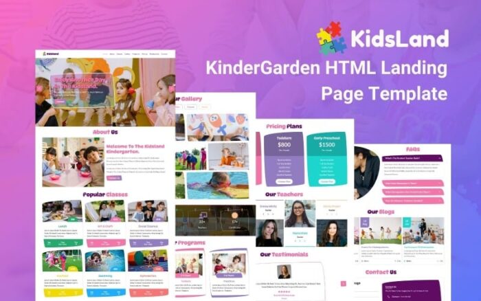 Kidsland - Template Halaman Arahan HTML5 untuk TK