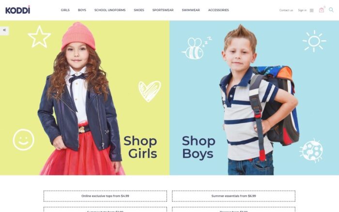 Koddi - Tema PrestaShop Bootstrap E-dagang Bersih untuk Pakaian Anak