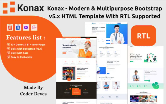 Konax - Template HTML Bootstrap v5.x Modern & Serbaguna Dengan Dukungan RTL