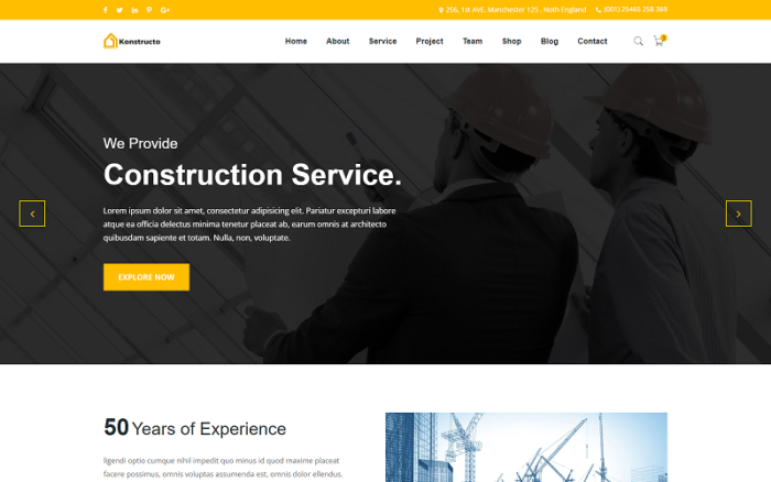 Konstructo Construction-Templat Situs Web HTML5 Premium Serbaguna