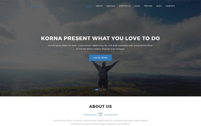 Korna - Template Halaman Arahan Kreatif Portofolio