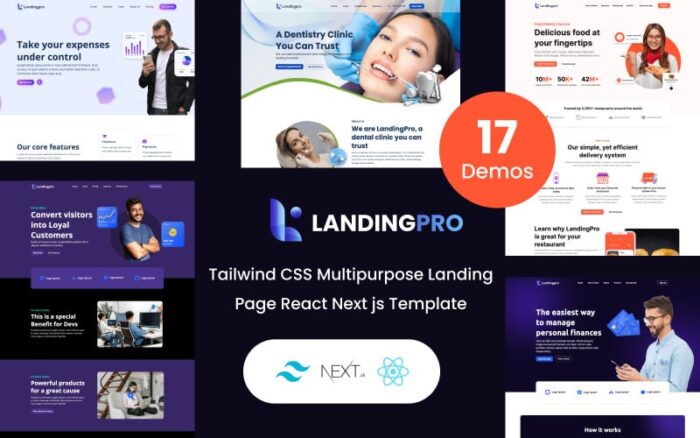 landingpro - Templat Halaman Arahan Serbaguna CSS Tailwind React Next JS