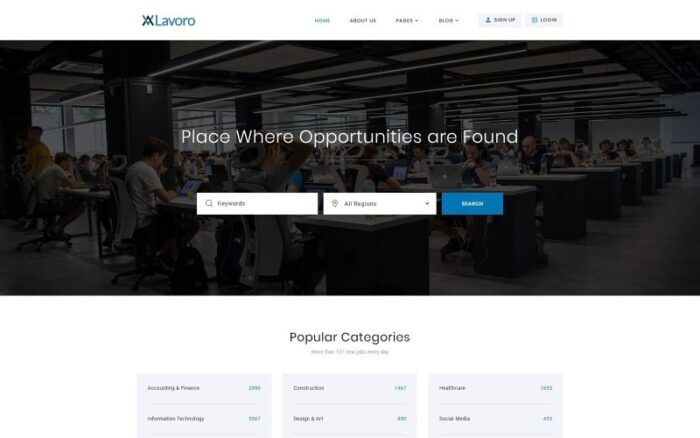 Lavoro - Template Situs Web HTML5 Multihalaman Portal Pekerjaan