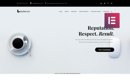 Leaderum - Tema WordPress Elementor Bisnis Minimal