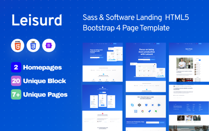 Leisurd- Templat Situs Web HTML5 Sass & Perangkat Lunak