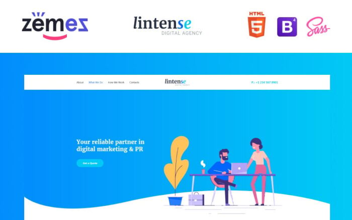 Lintense Digital Agency - Template Halaman Arahan HTML Kreatif