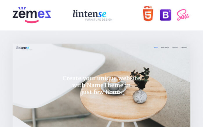 Lintense Furniture Design - Template Halaman Arahan HTML Bersih untuk Interior