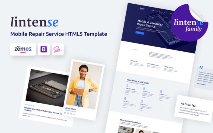 Lintense - Template Halaman Arahan Perusahaan Reparasi Ponsel Pintar