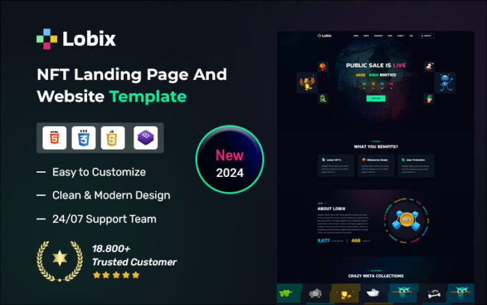 Lobix – NFT Market & Landing HTML5 Template