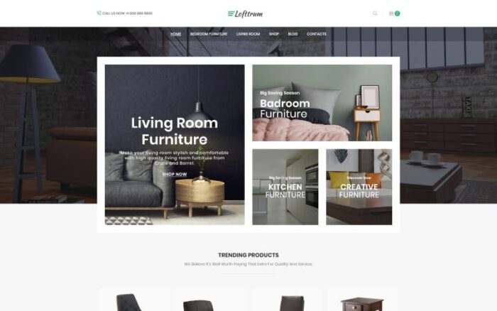 Lofttrum - Toko Furnitur Online Tema Elementor WooCommerce