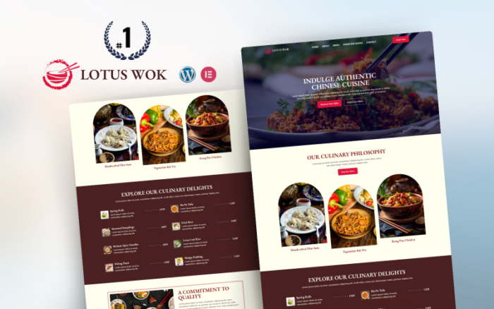 Lotus Wok — Halaman Arahan Elementor Restoran Cina