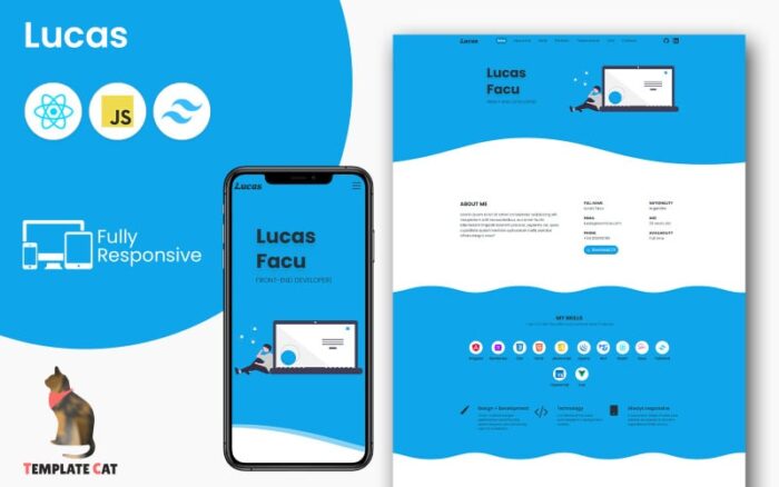 Lucas - Portofolio Pribadi | Template Halaman Arahan | React - Tailwind CSS