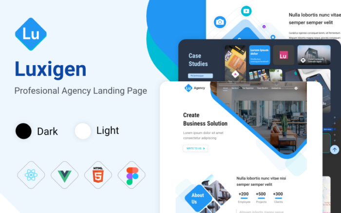 Luxigen - HTML React Vue Agency Landing Page Parallax