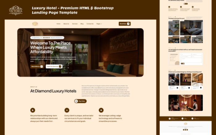 Hotel Mewah - Template Halaman Arahan HTML & Bootstrap Premium