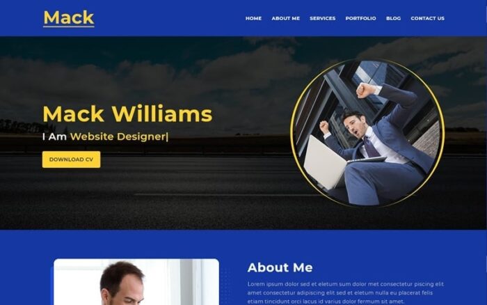 Mack adalah Template Halaman Arahan Portofolio Pribadi