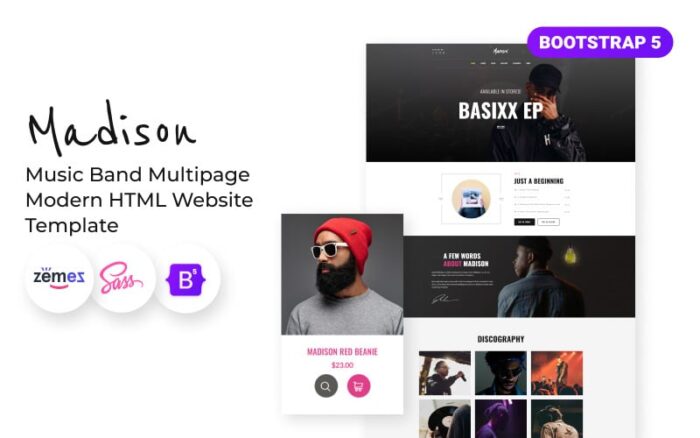 Madison - Template Situs Web HTML5 Multihalaman Singer