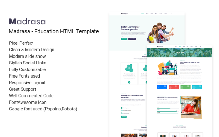 Madrasa - Template HTML Situs Web Perusahaan & Pendidikan Kreatif