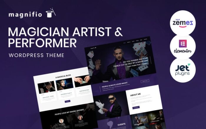 Tema WordPress Artis & Penampil Pesulap - Tema WordPress Magnifio