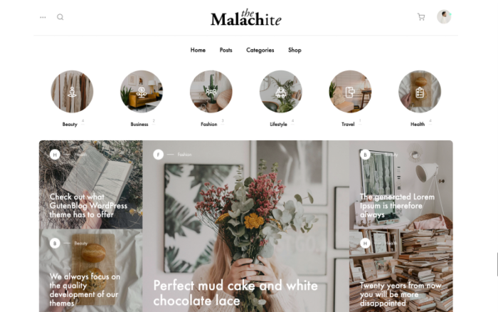 Tema WordPress Blog Malachite