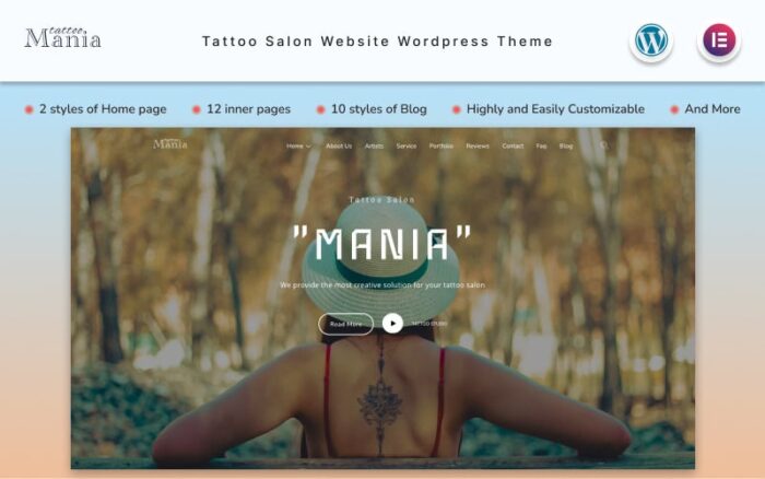 Mania - Tema Wordpress Situs Web Salon Tato