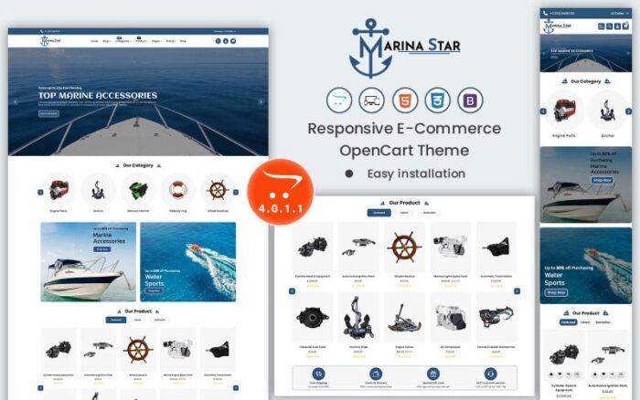 Marina Star - Template OpenCart Premium untuk Aksesoris Maritim dan Peralatan Olahraga Air