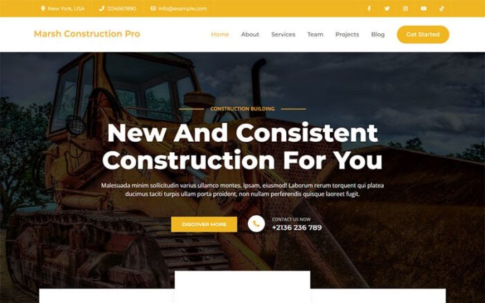 Marsh Construction Pro - Tema WordPress Konstruksi berbasis Elementor