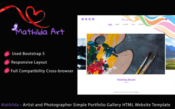 Mathilda - Galeri Portofolio Sederhana Seniman dan Fotografer Template Situs Web HTML