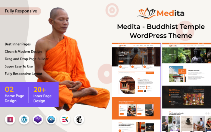 Medita - Tema WordPress Kuil Buddha