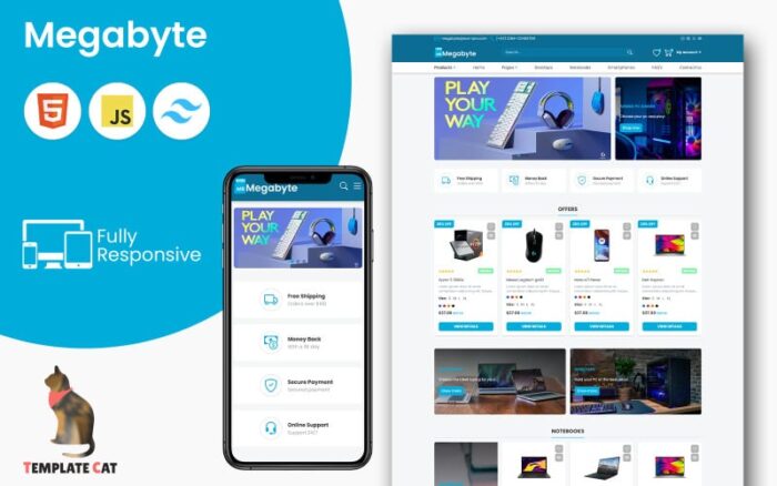 Megabyte - Toko Teknologi | Template Situs Web eCommerce Serbaguna | HTML - Tailwind CSS