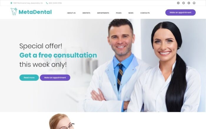 MetaDental - Tema WordPress Responsif Klinik Gigi Swasta