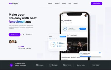 MG Applu - Responsive HTML App Landing Page Template