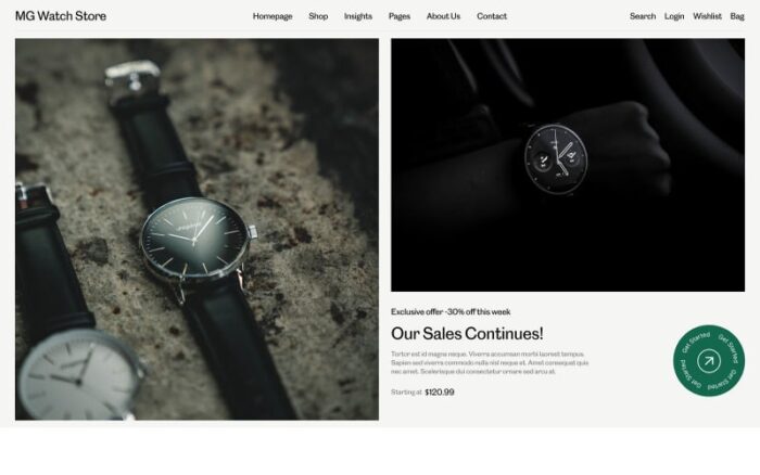 MG Watch Store - Template Situs Web HTML E-Commerce Toko Jam Tangan Bergaya