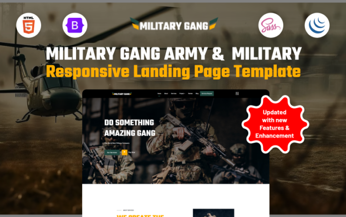 Geng Militer - Template Halaman Arahan Responsif Angkatan Darat & Militer