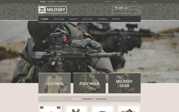 Tema PrestaShop Toko Perlengkapan Militer