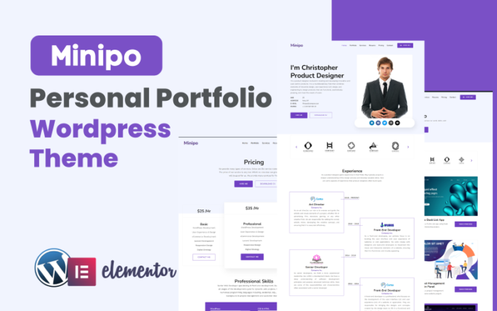 Minipo - Tema WordPress Portofolio Pribadi