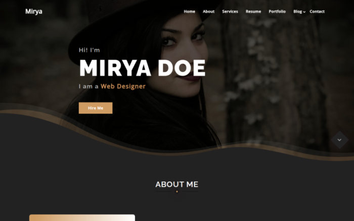 Mirya - Tema WordPress Portofolio Pribadi