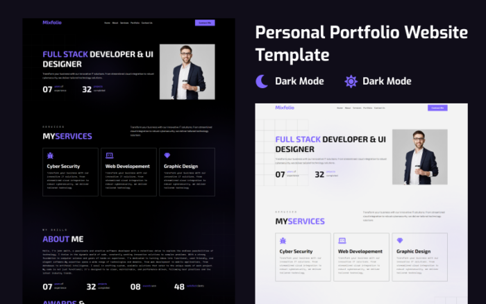 Mixfolio - Template Situs Web Portofolio Pribadi Modern